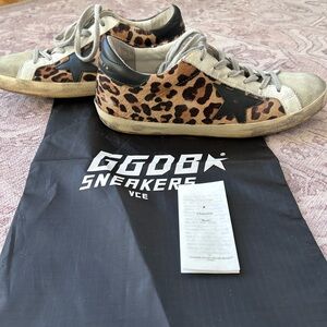 Golden Goose Leopard Print Sneakers with Black Star